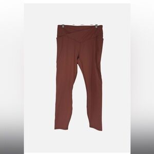 Fabletics Oasis Pureluxe HW Crossover Mahogany 7/8 Leggings L